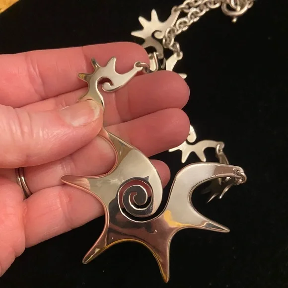 Vintage 925 Mexico Silver Necklace & Earring Set - Picture 7 of 9